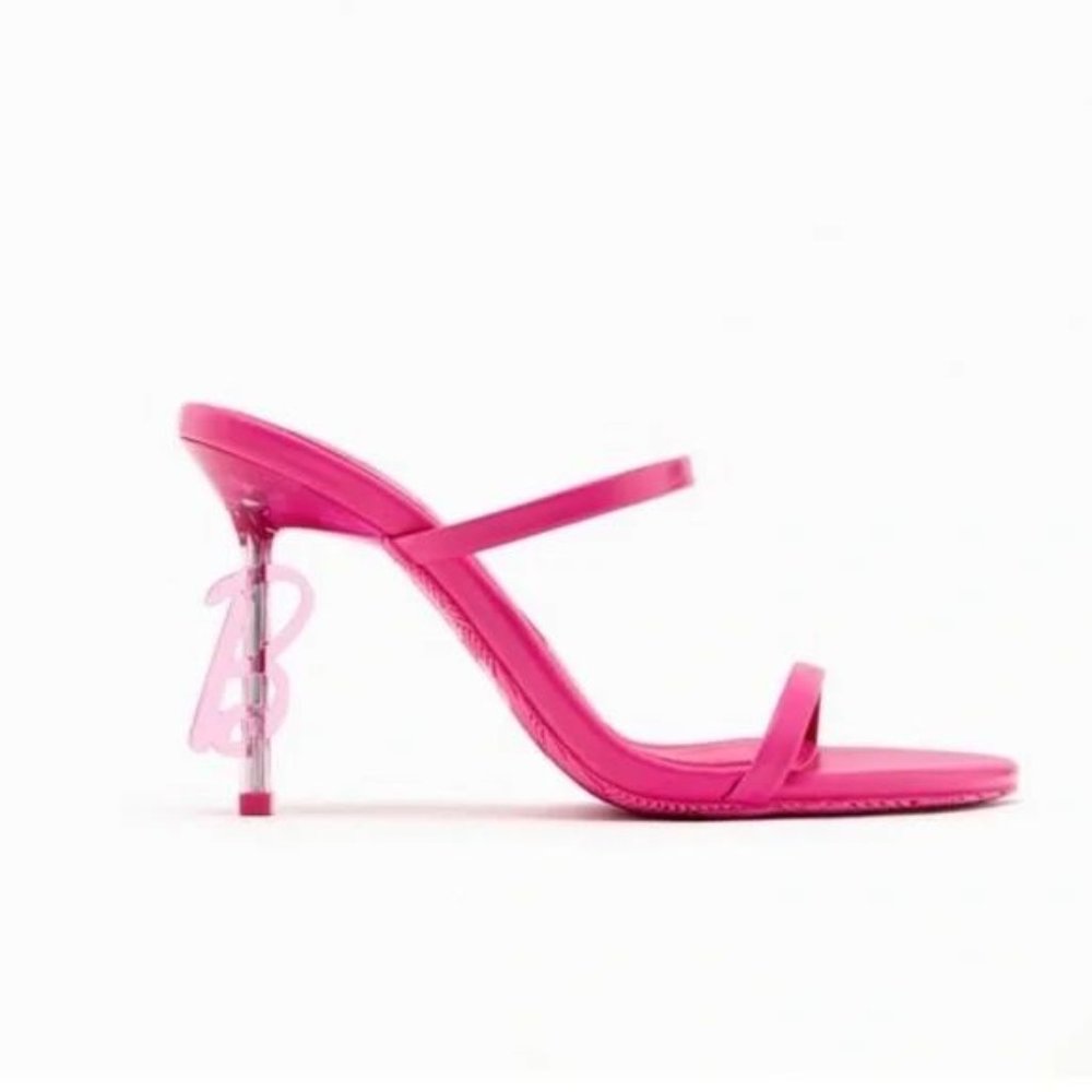 ZARA x BARBIE™ THE MOVIE ©WARNER BROS. LEATHER SANDALS HEELS